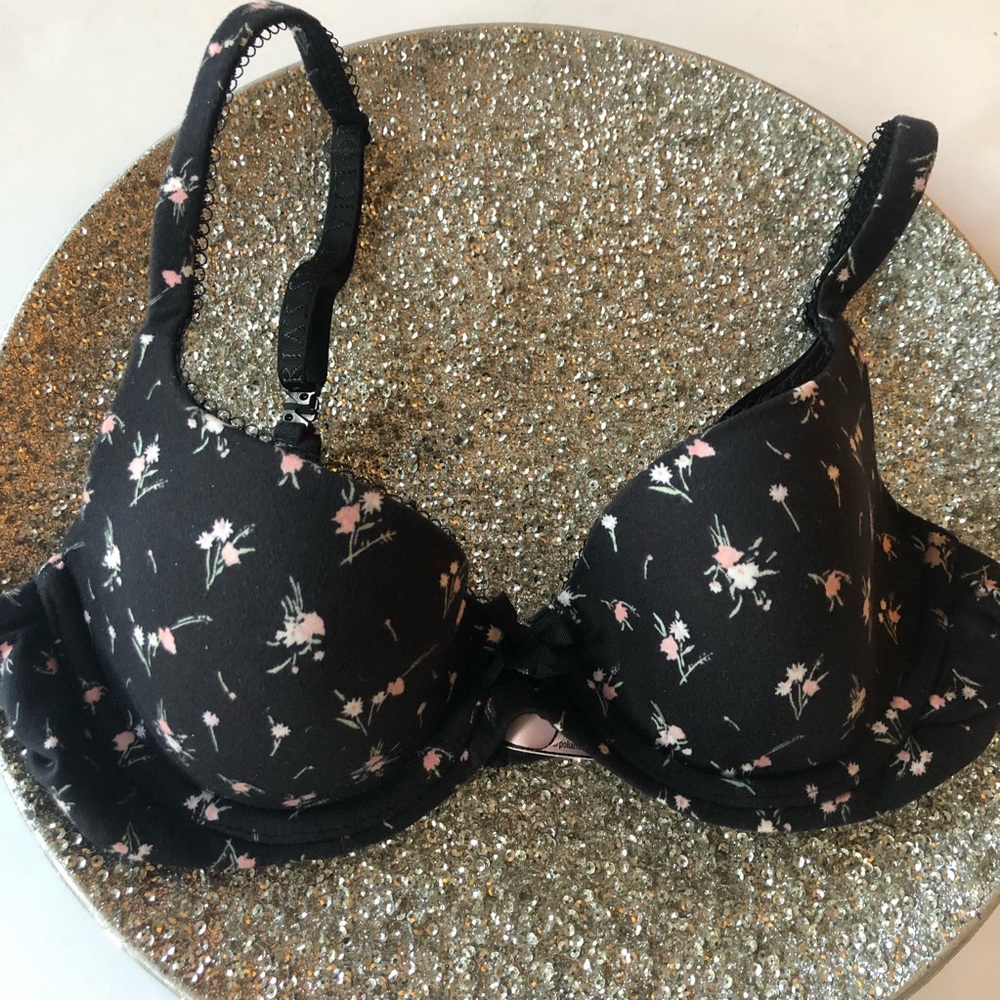 Black & Pink Floral Bra by Victoria Secret